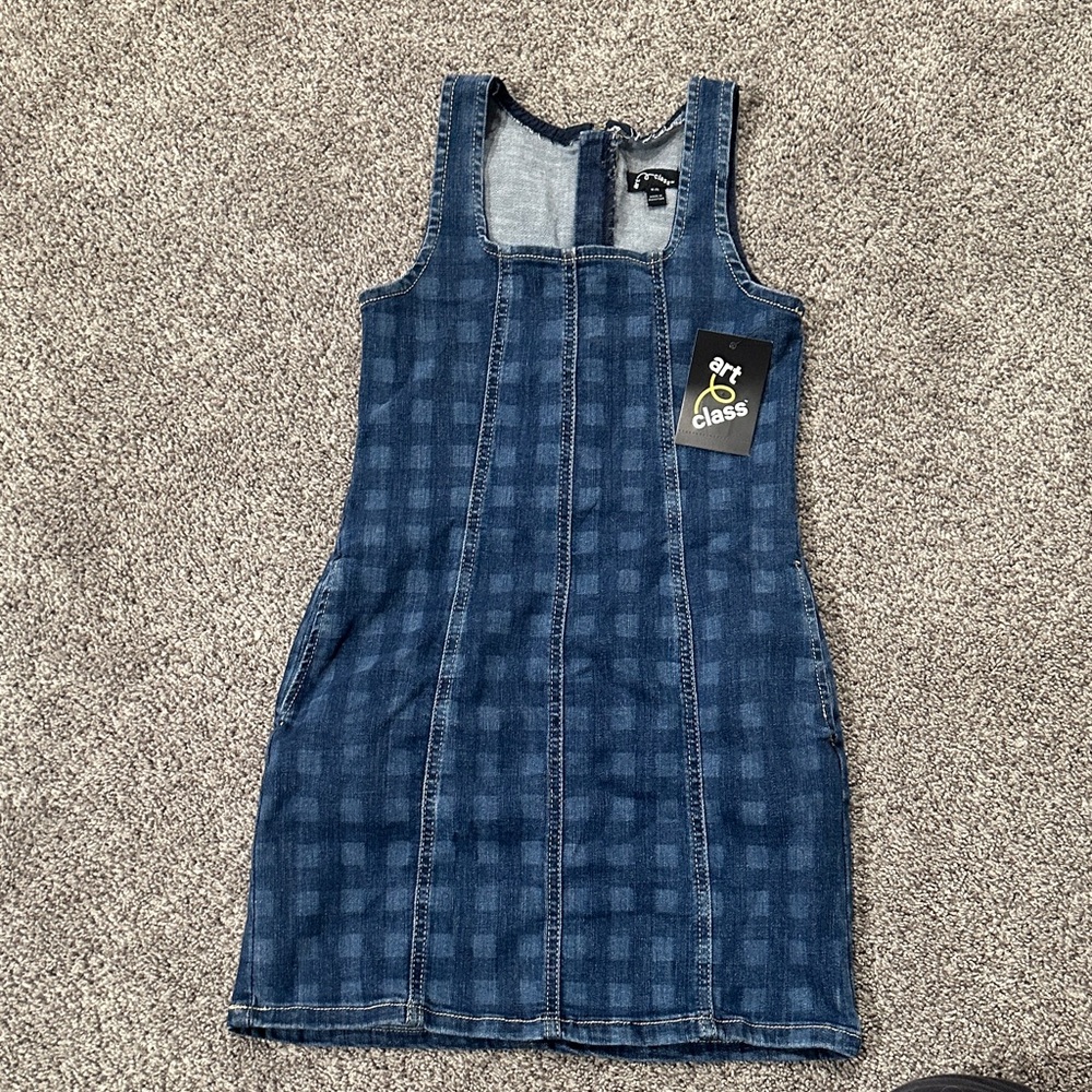Art Class Checkered Blue Kids Dress